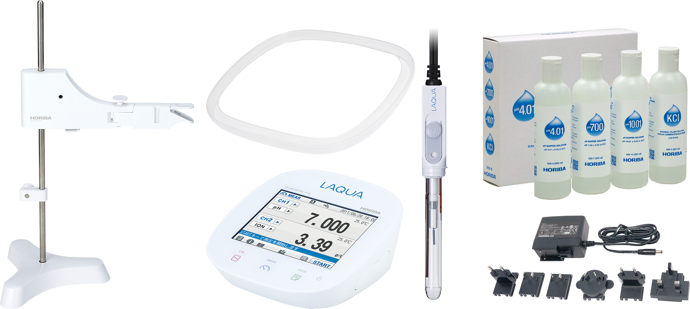 Horiba F-73A-S, Dual Channel pH/ORP/Ion/Temperature Laboratory-Meter Starter-Set with Touchscreen