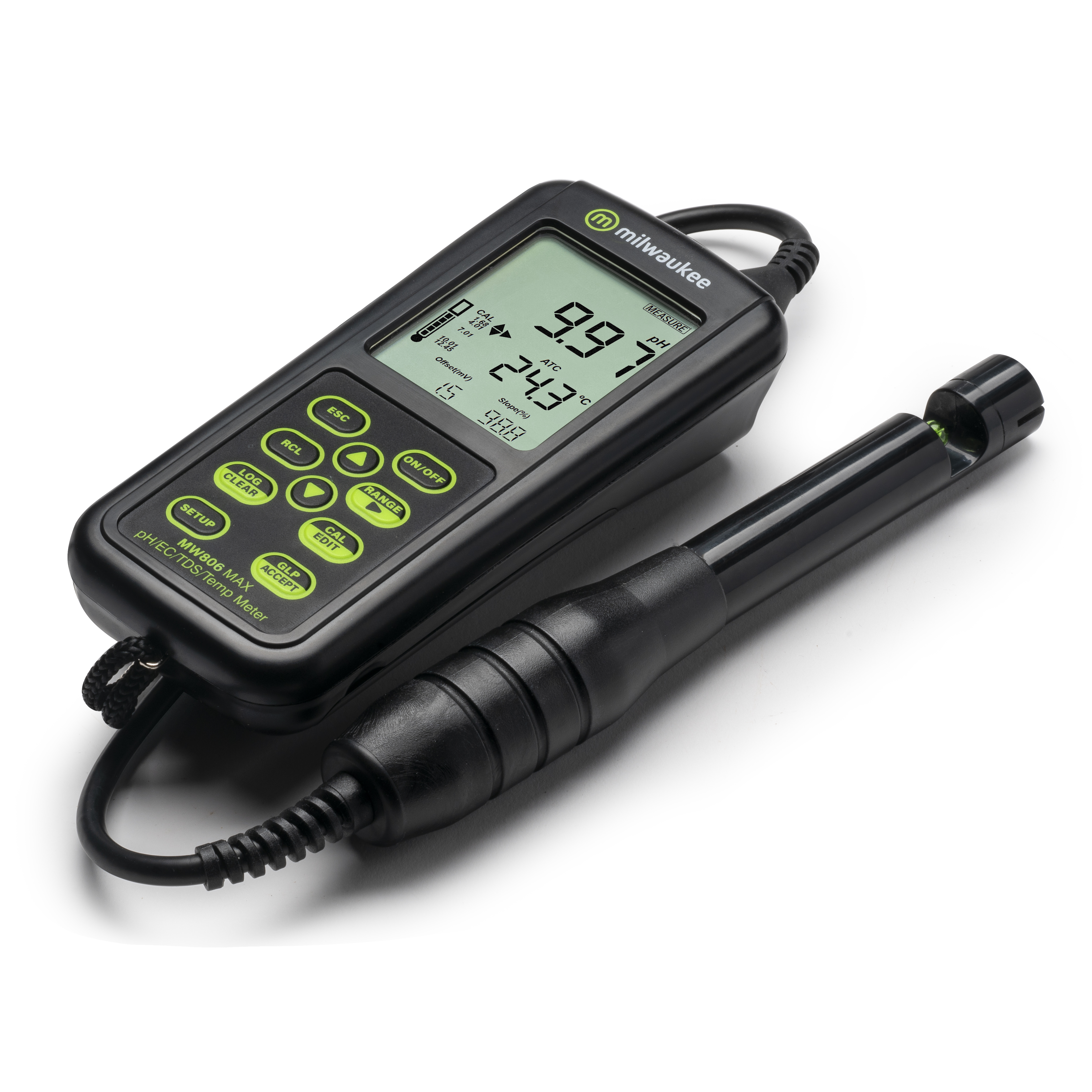 Milwaukee MW806 4-in-1 pH/EC/TDS/Temp. Combo Meter with ATC